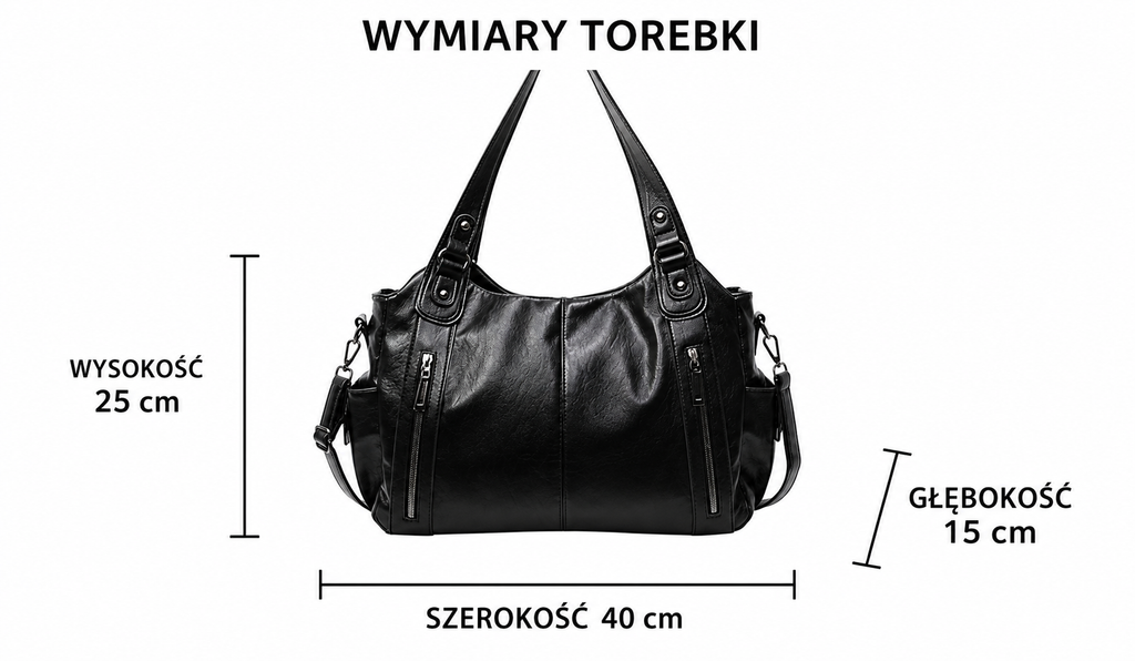 Torba na ramię z podwójnym zamkiem