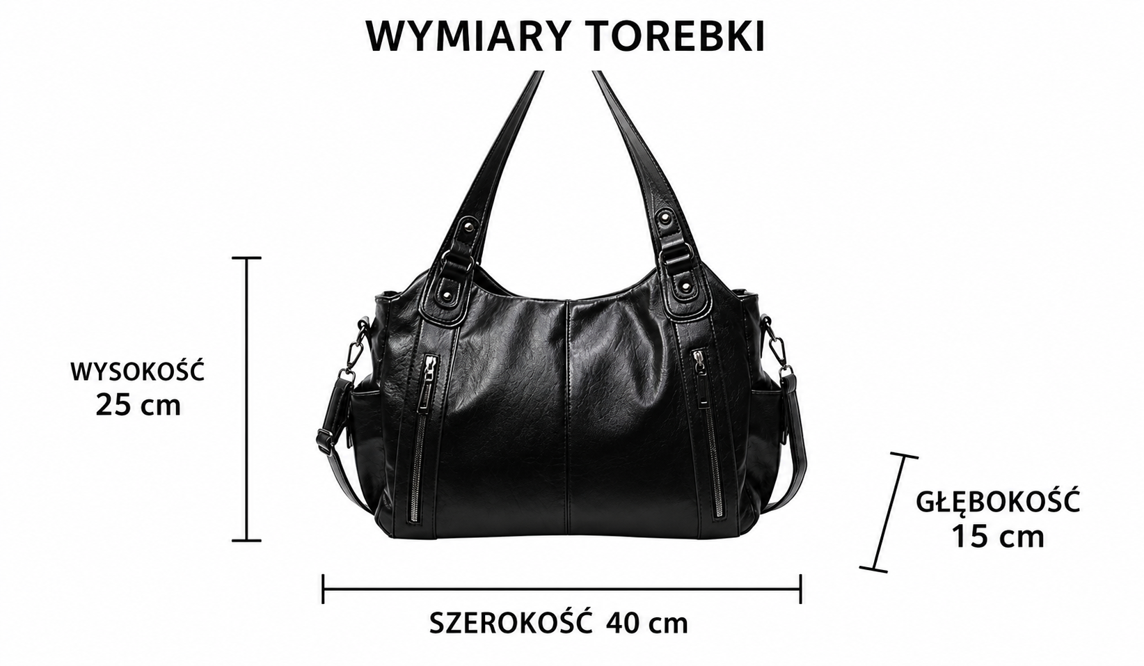 Torba na ramię z podwójnym zamkiem